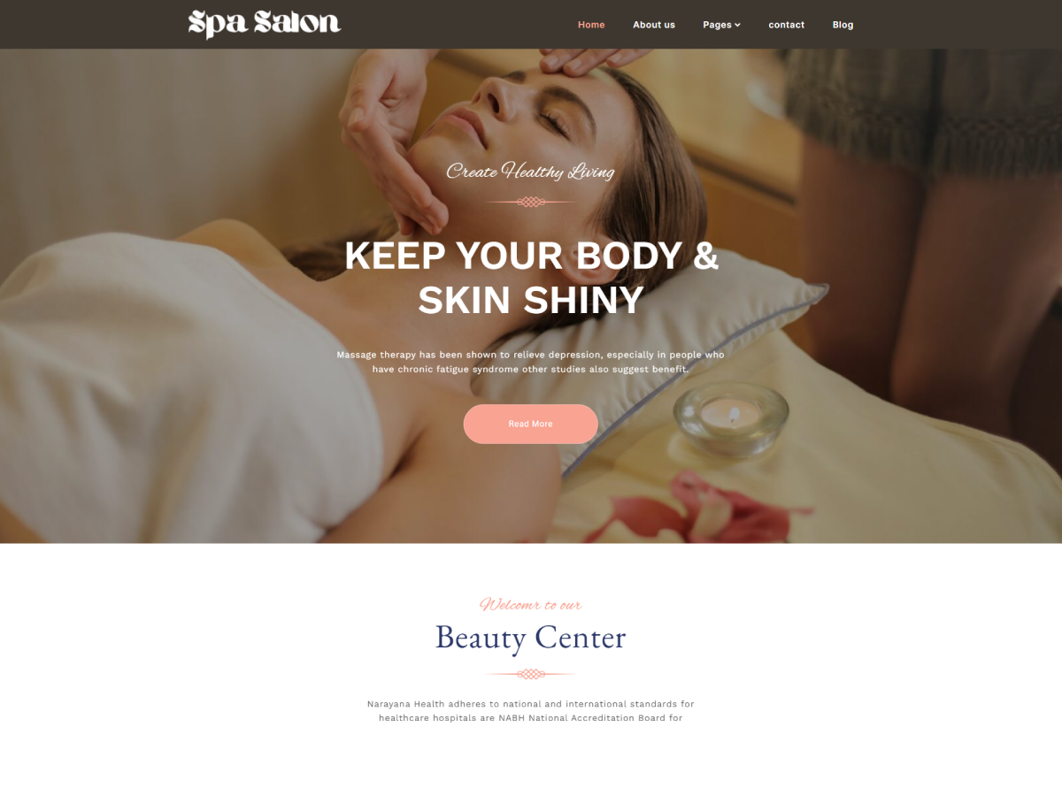 Spa Salon Elementor theme screenshot