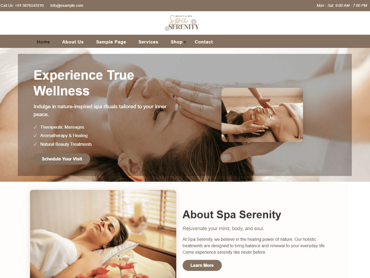 Spa Serenity theme screenshot