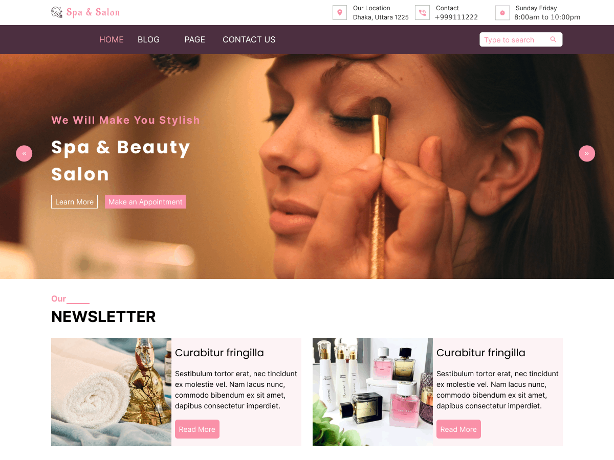 Spa Skincare theme screenshot