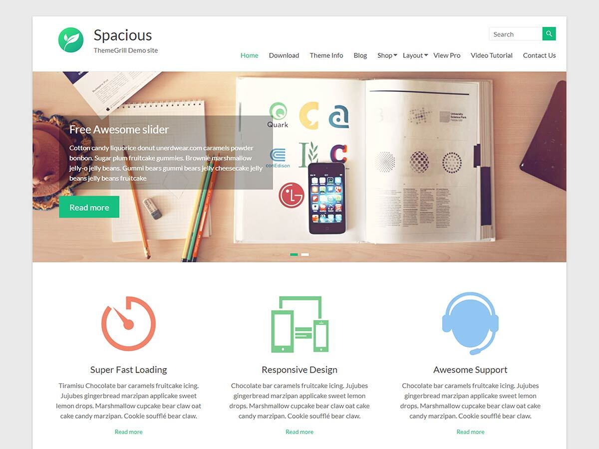 Spacious theme screenshot