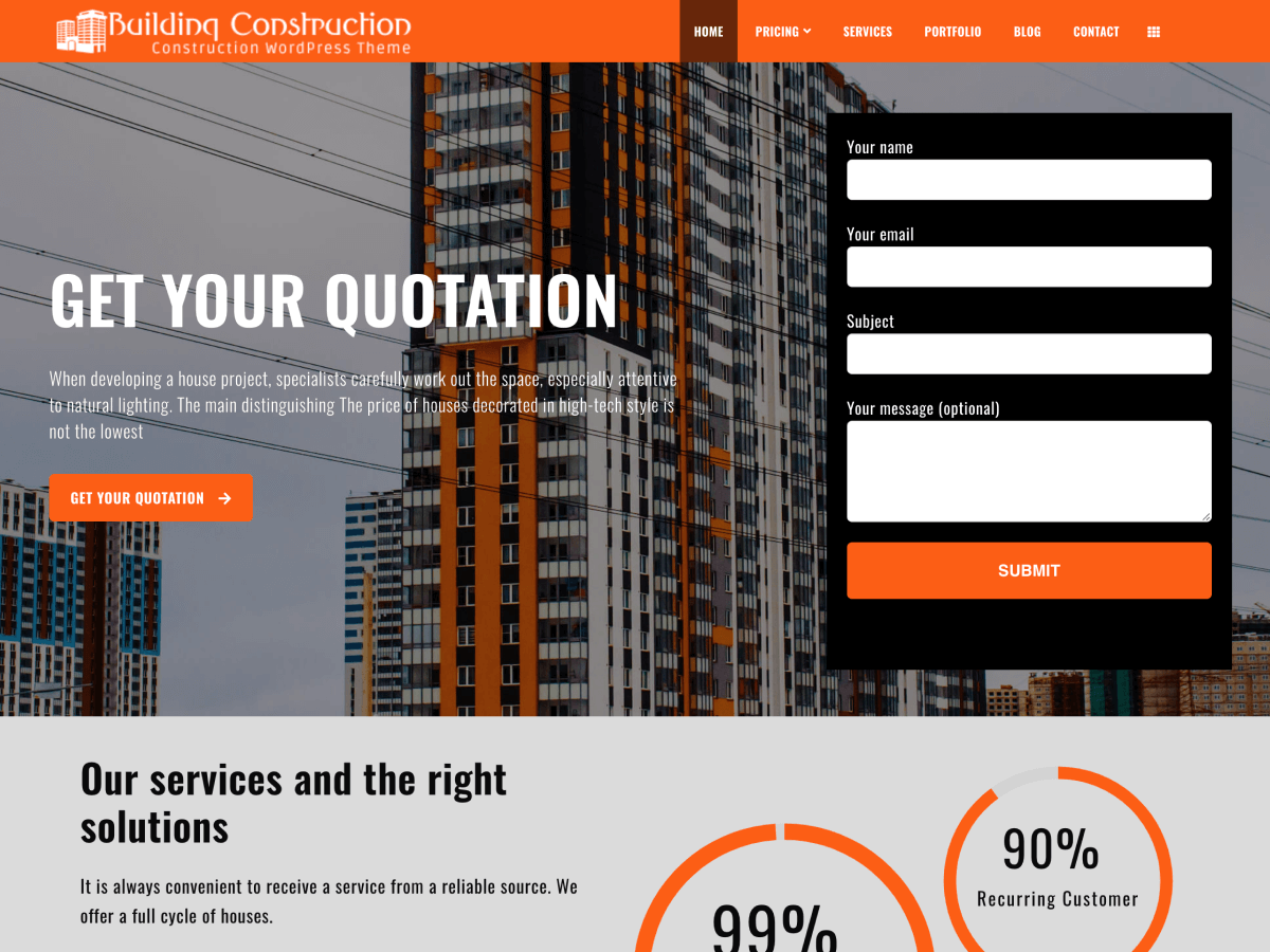 Spark Building Construction theme screenshot