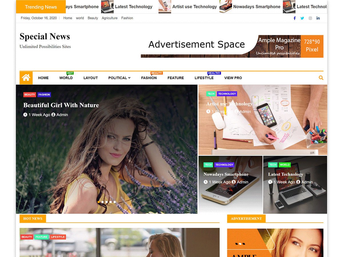 Special News theme screenshot