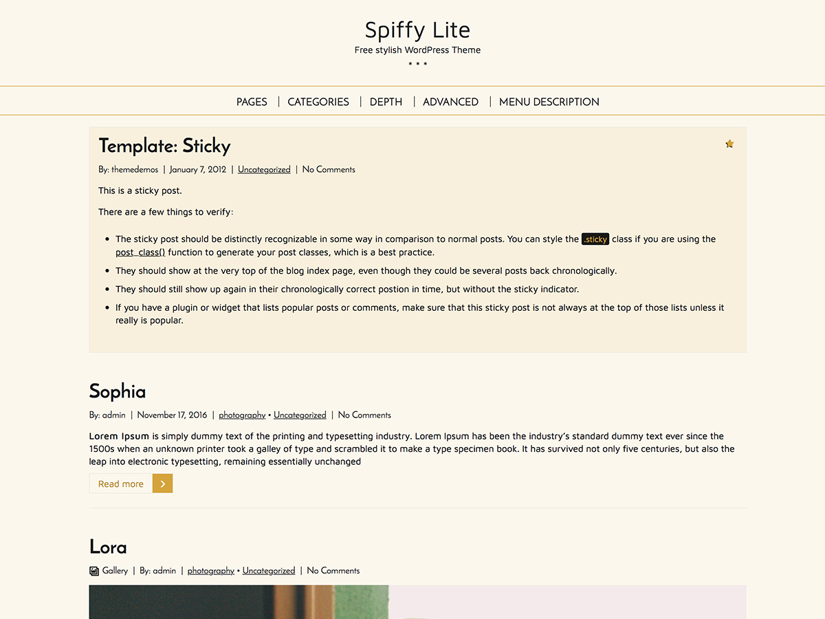 Spiffy Lite theme screenshot