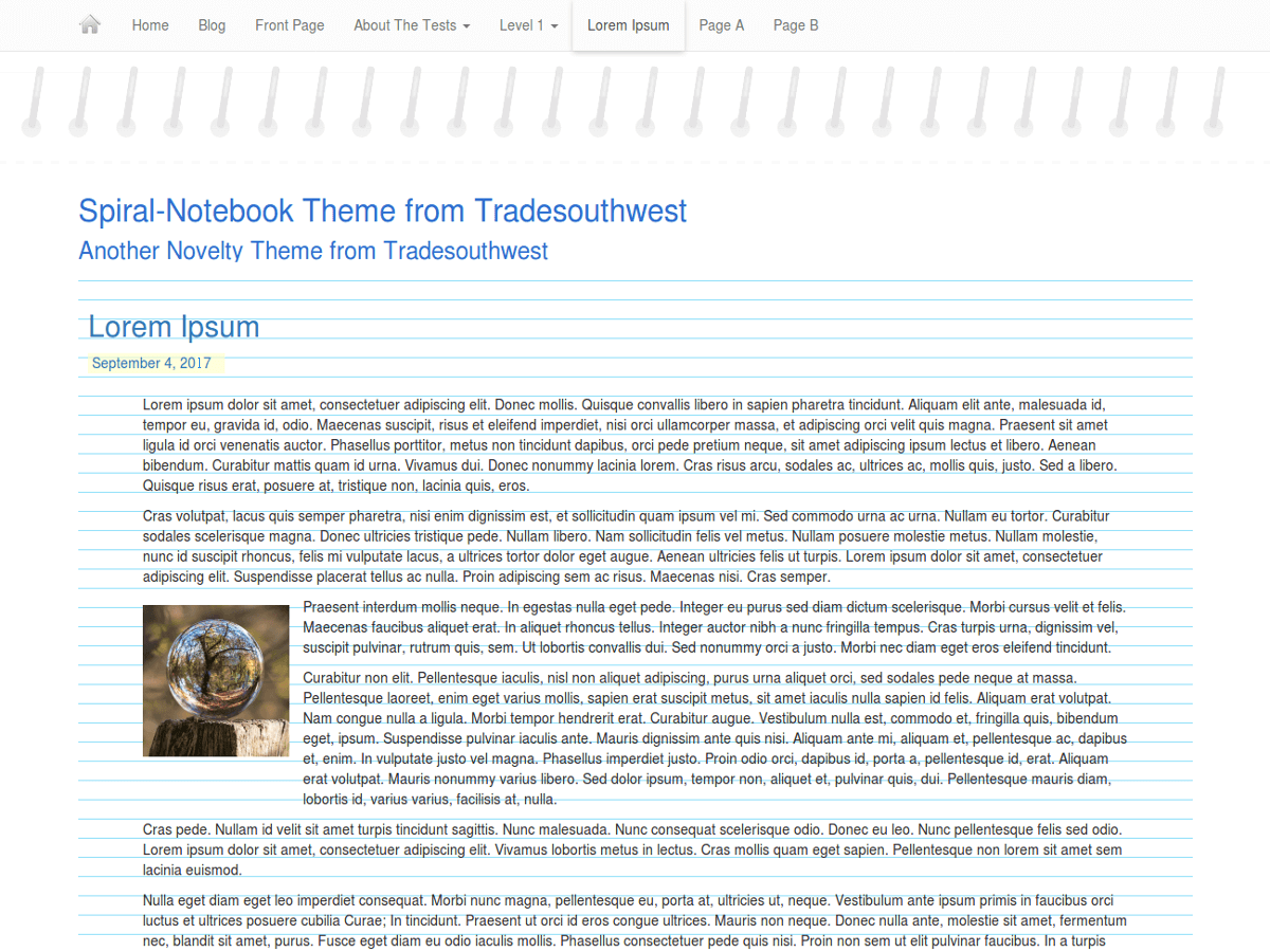 Spiral Notebook theme screenshot