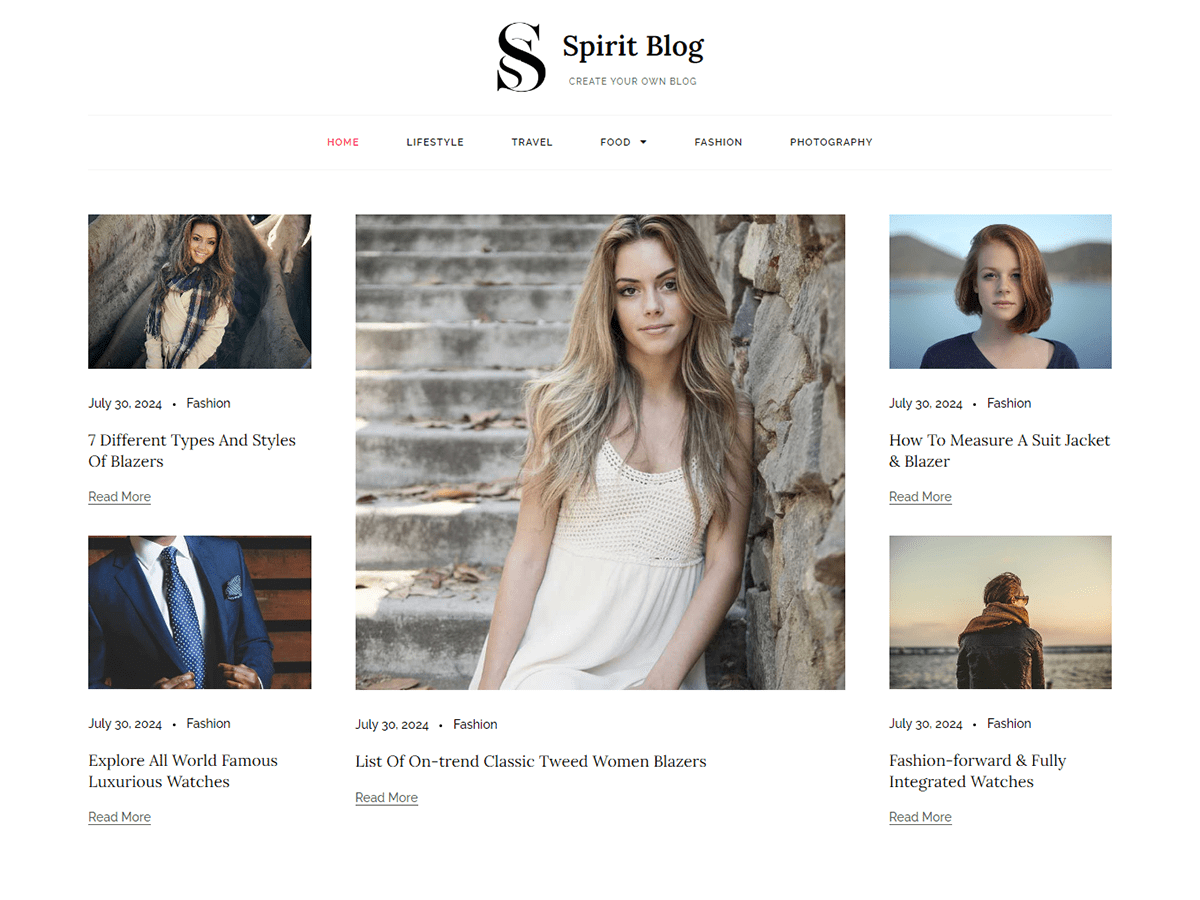 Spirit Blog theme screenshot