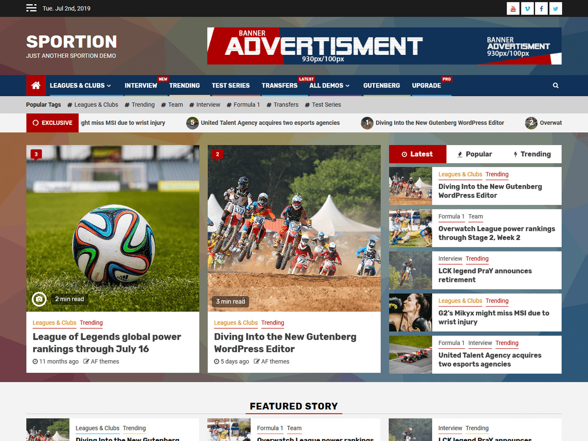 Sportion theme screenshot