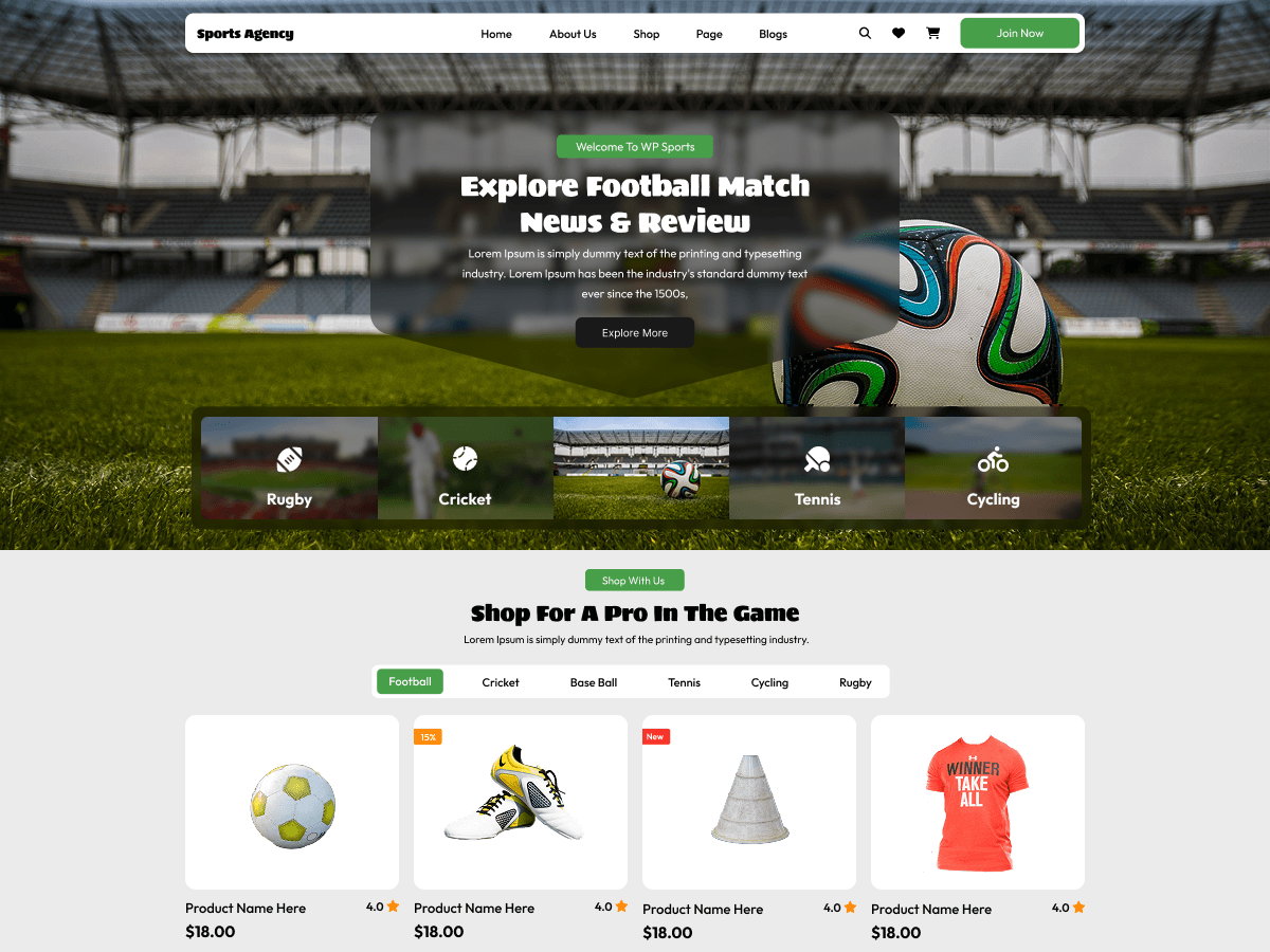 Sports Agency theme screenshot
