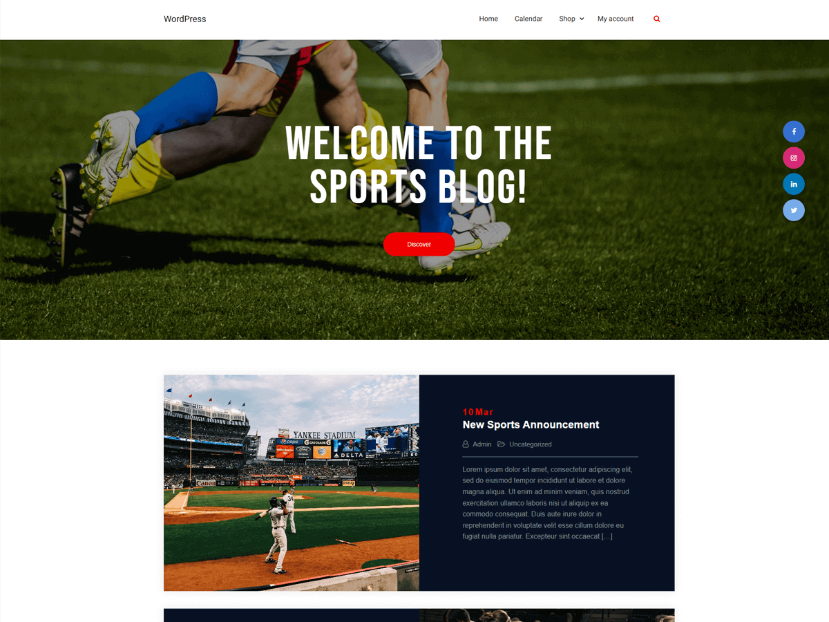 Sports Blogger theme screenshot