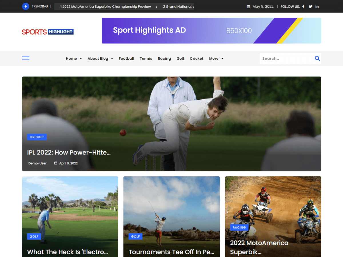 Sports Highlight theme screenshot