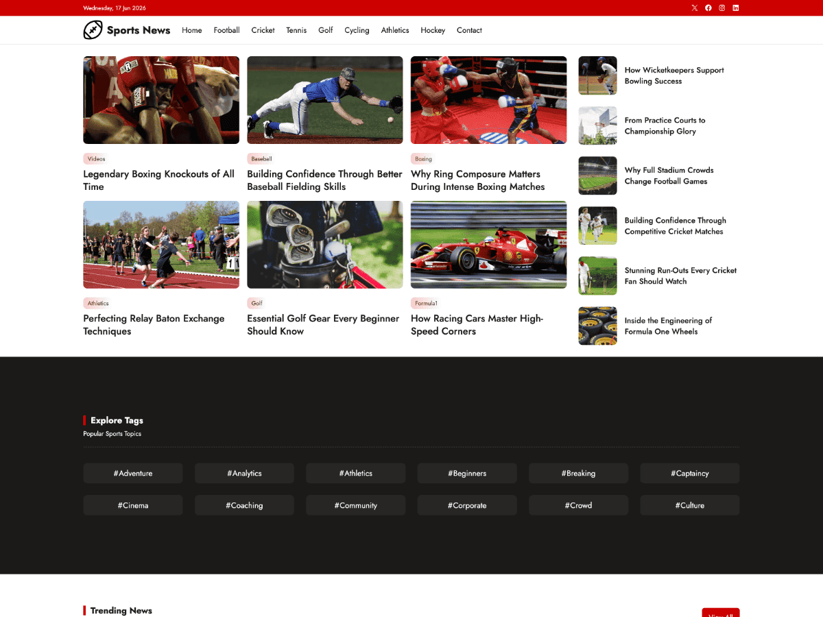 Sports News FSE theme screenshot