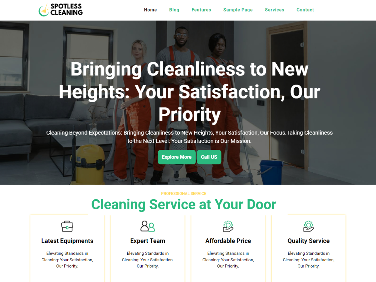 Spotless Cleaning theme screenshot