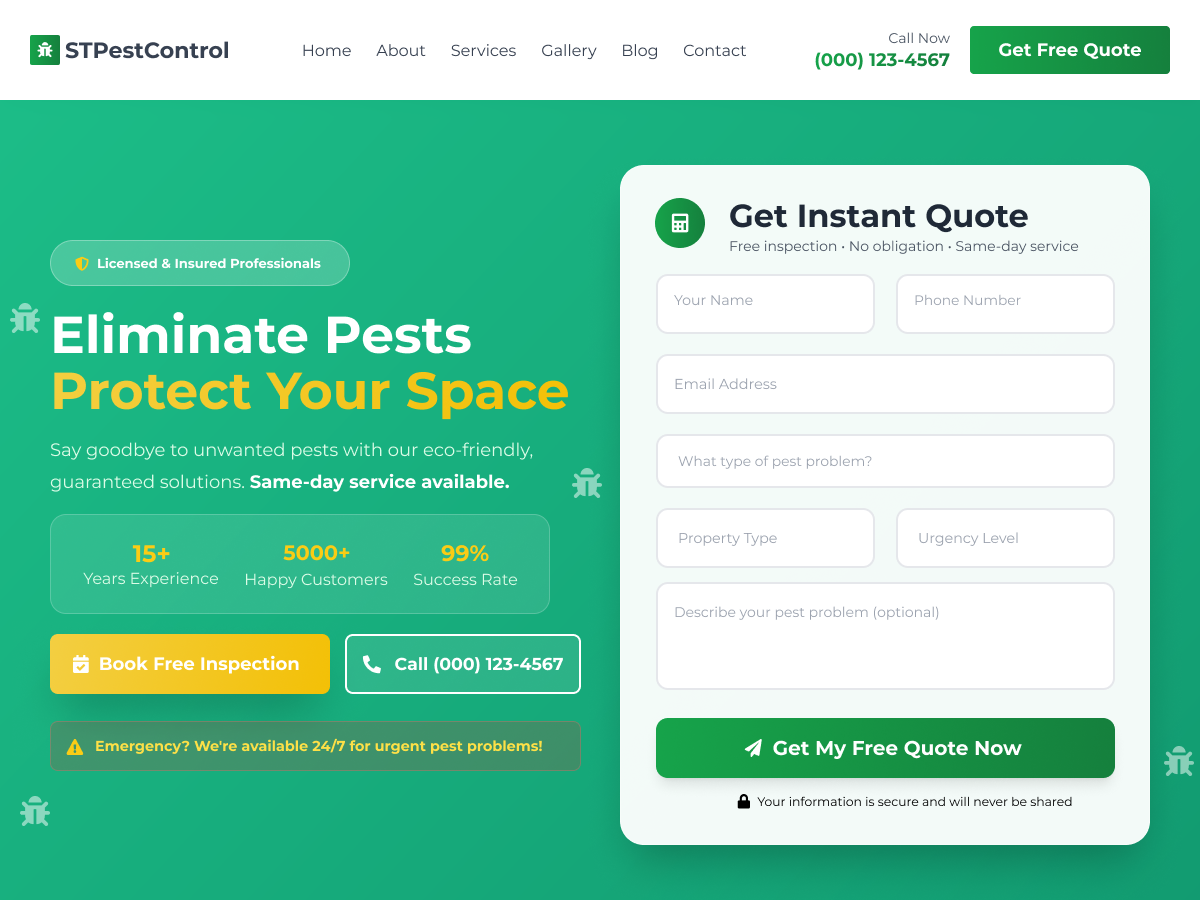 ST Pest Control Services theme screenshot