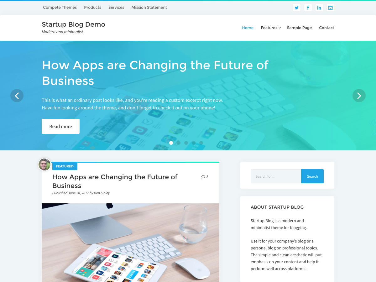 Startup Blog theme screenshot