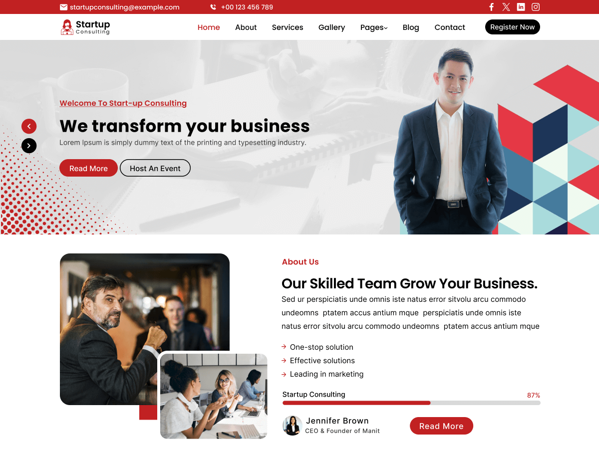 Startup Consultant theme screenshot