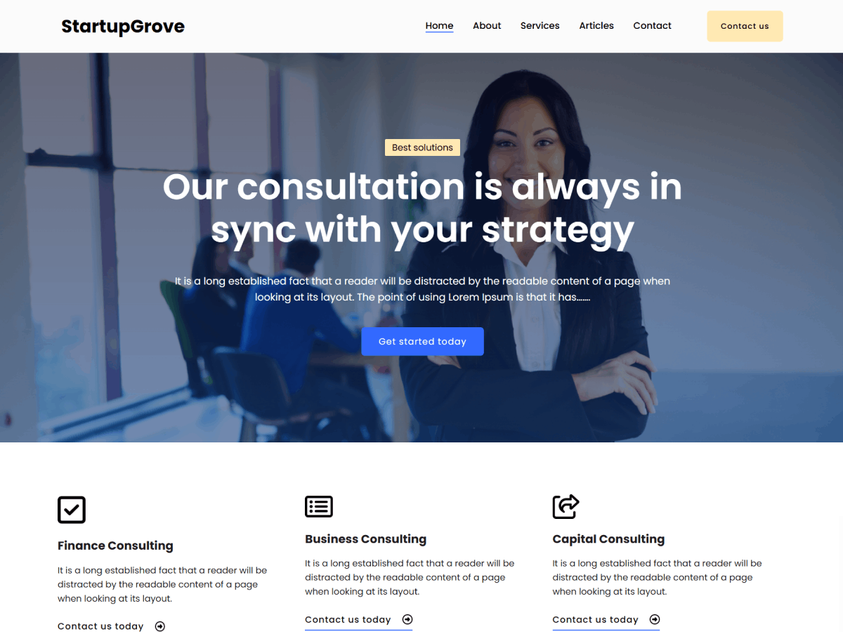 StartupGrove theme screenshot