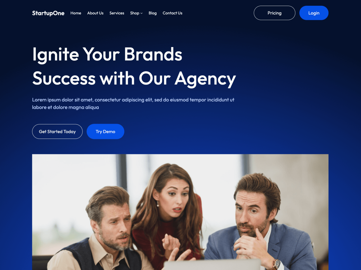 StartupOne theme screenshot