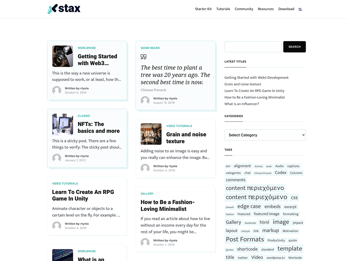 Stax theme screenshot