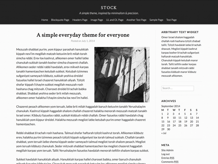Stock theme screenshot