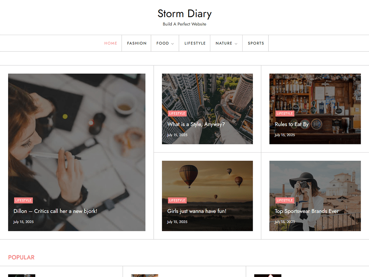 Storm Diary theme screenshot