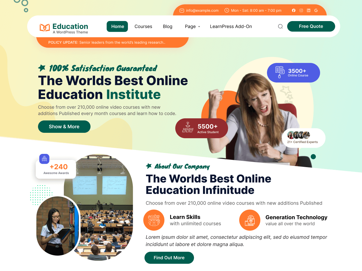 Study Abroad theme screenshot