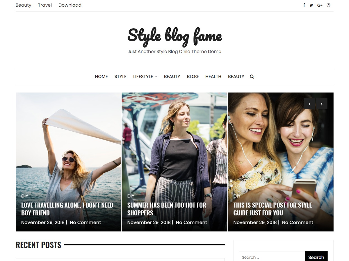 Style Blog Fame theme screenshot