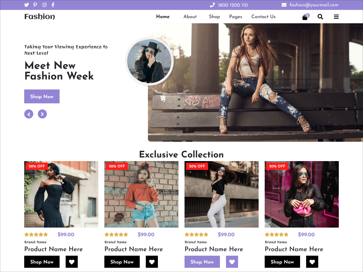 Stylish Fashion Shop theme screenshot