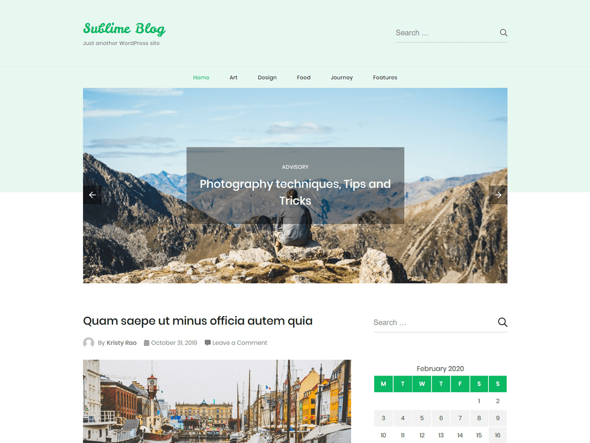 Sublime Blog theme screenshot