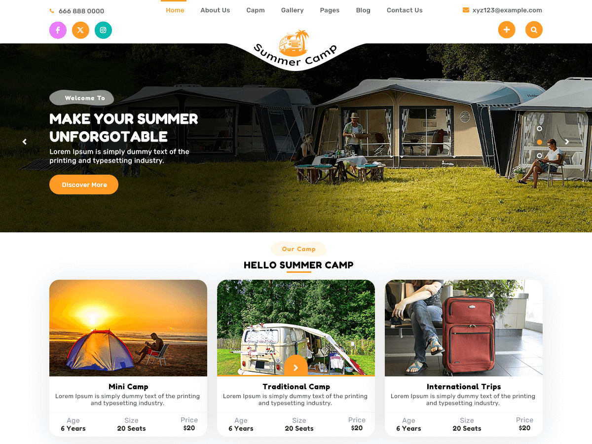 Summer Camp theme screenshot