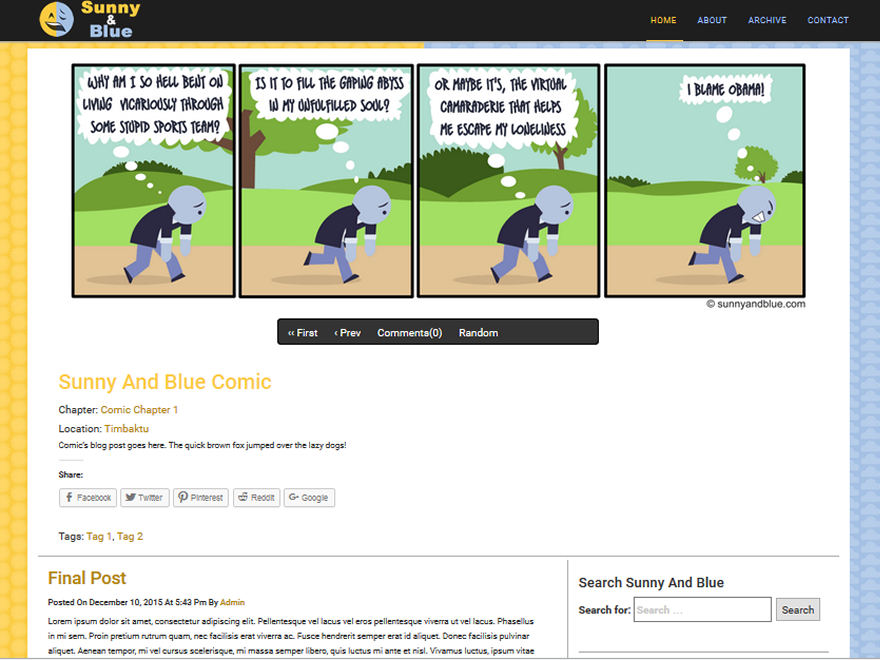 Sunny and Blue theme screenshot