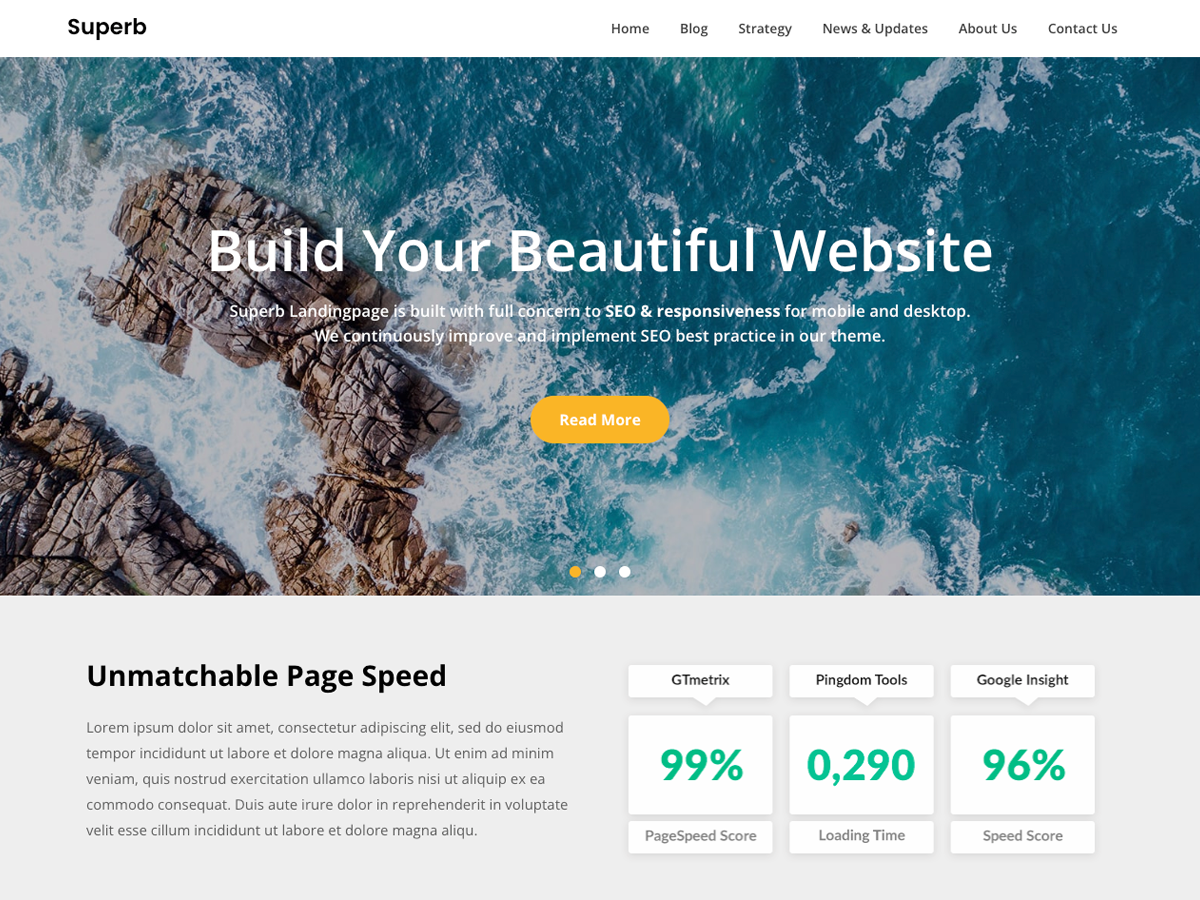 Superb Landingpage theme screenshot
