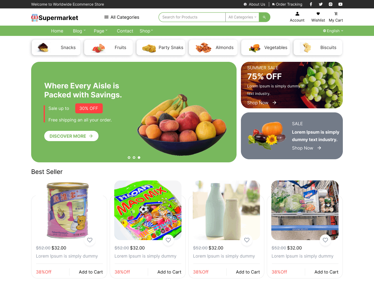 Supermarket Shopping theme screenshot