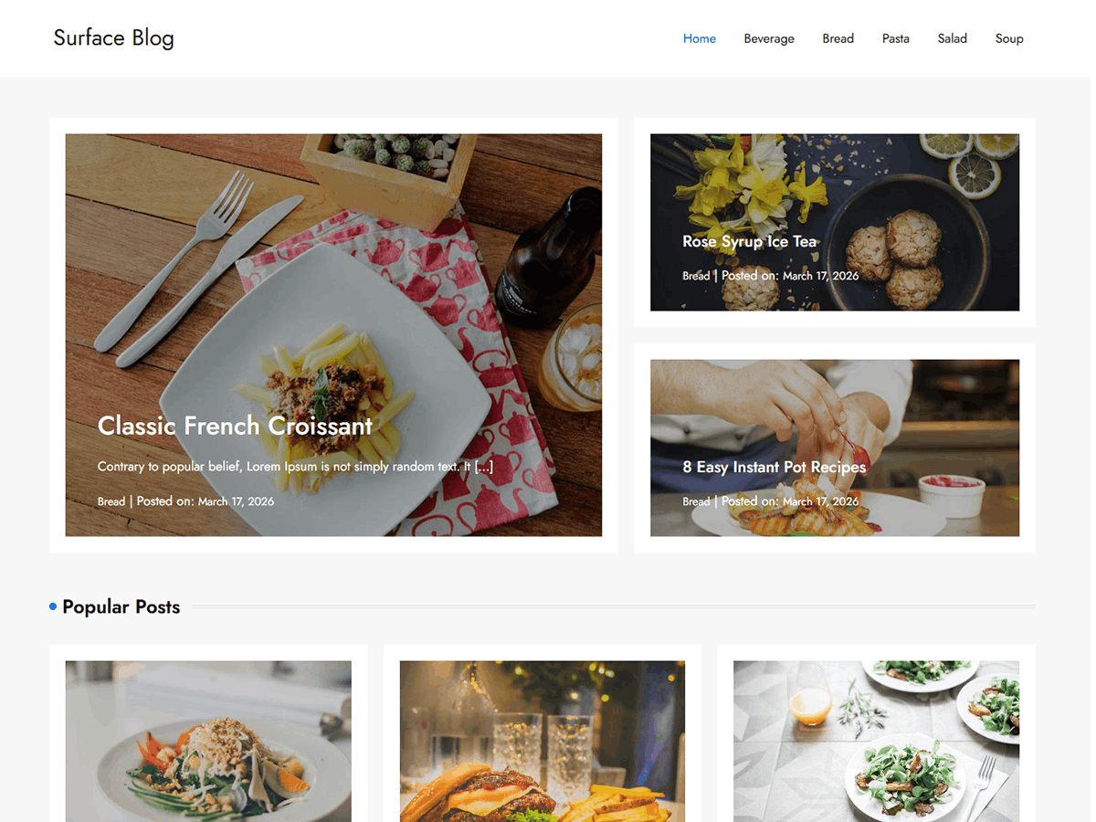 Surface Blog theme screenshot