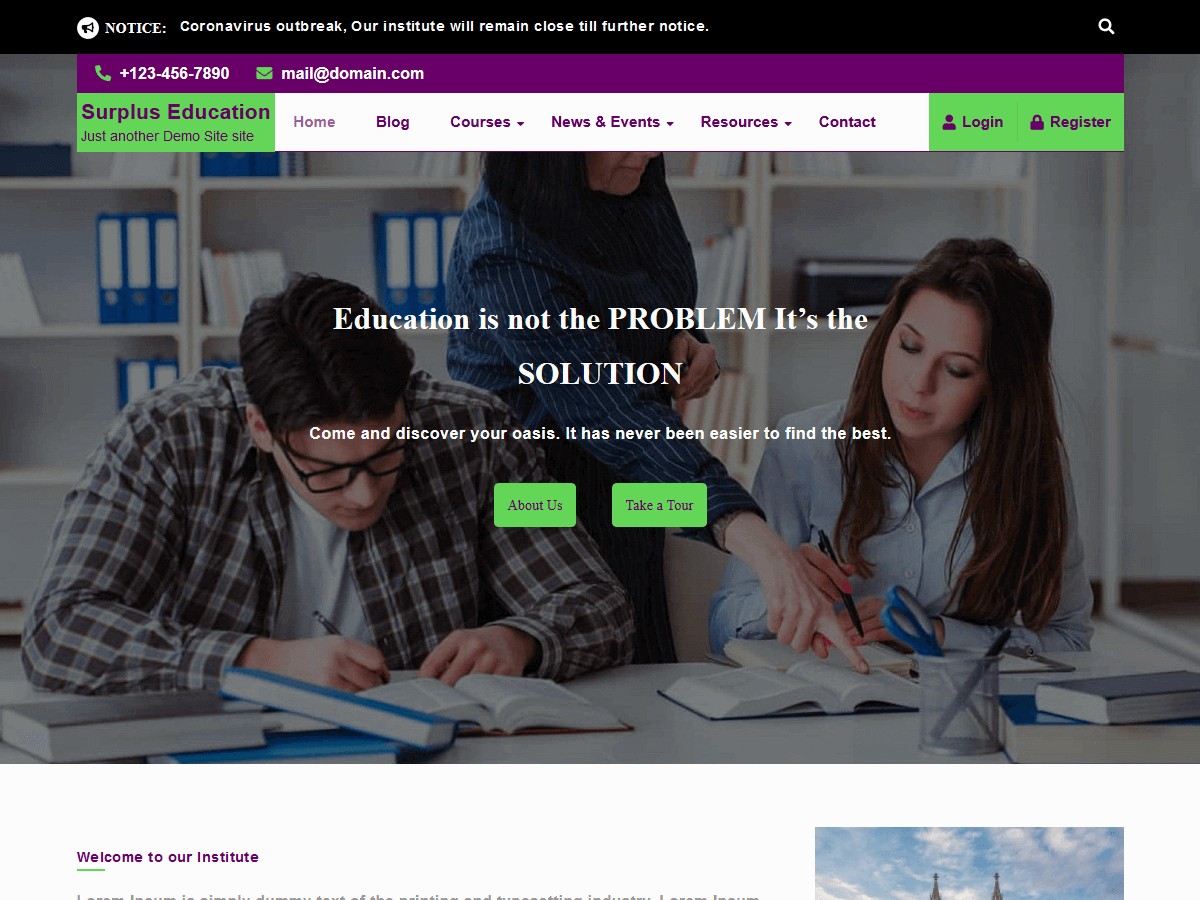 Surplus Education theme screenshot