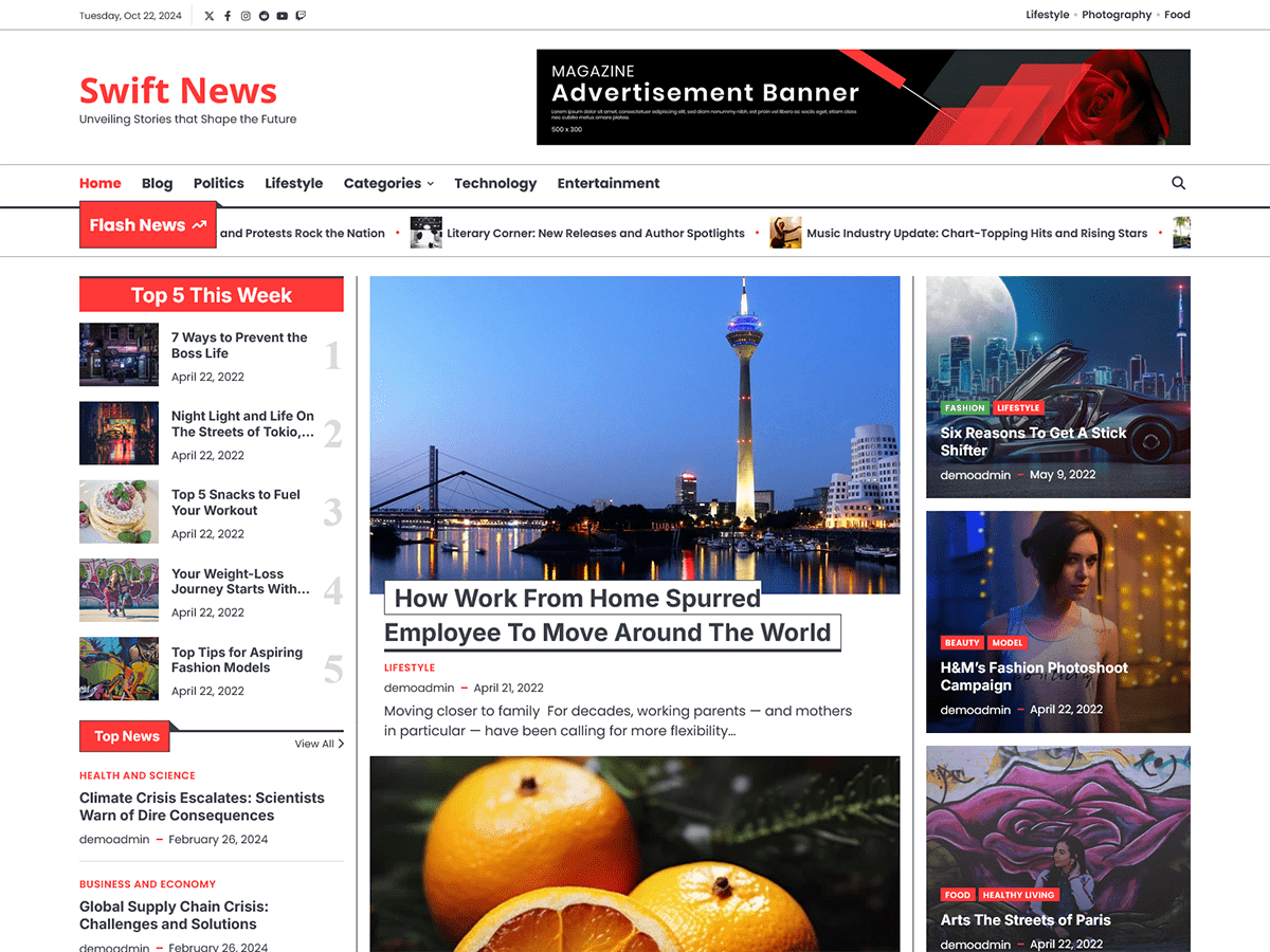 Swift News theme screenshot