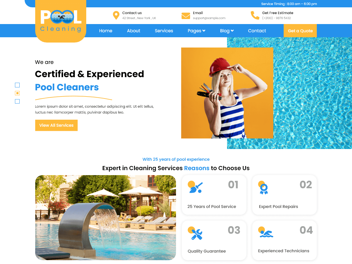 Swimming Pool Cleaning theme screenshot