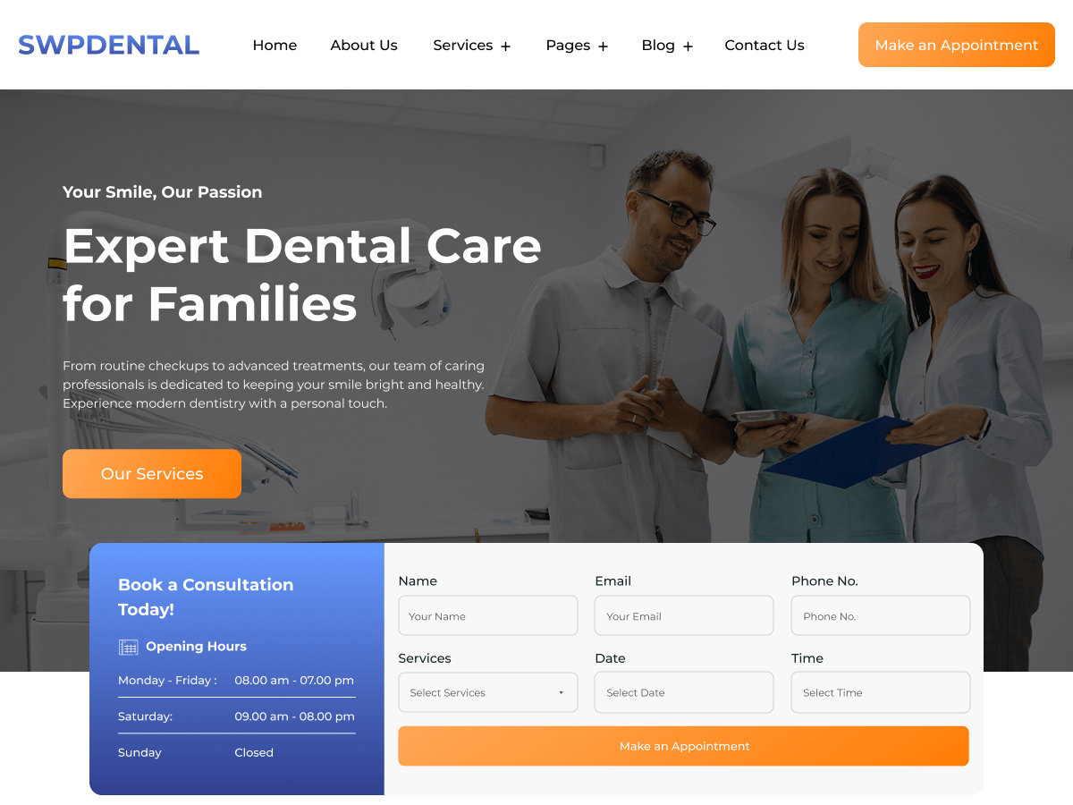 SWP Dental Clinic theme screenshot