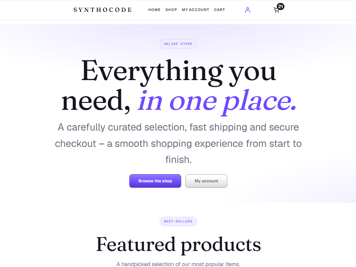 Synthocode E-Commerce AI theme screenshot
