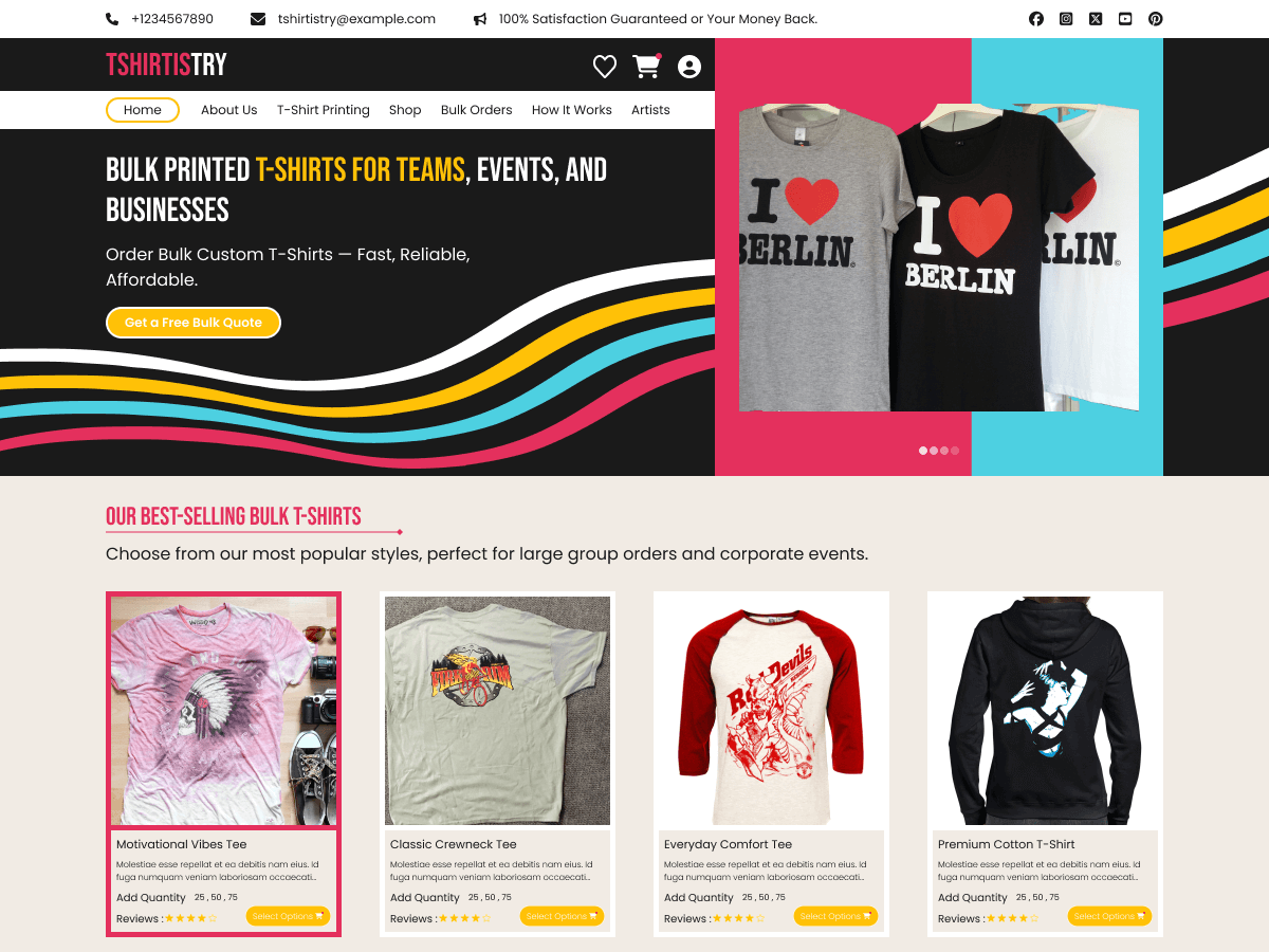 T Shirt Printing Shop theme screenshot