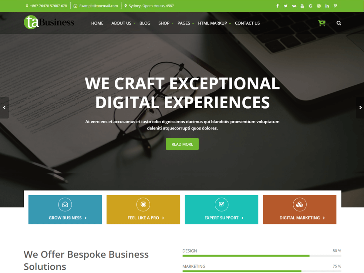 TA Business theme screenshot