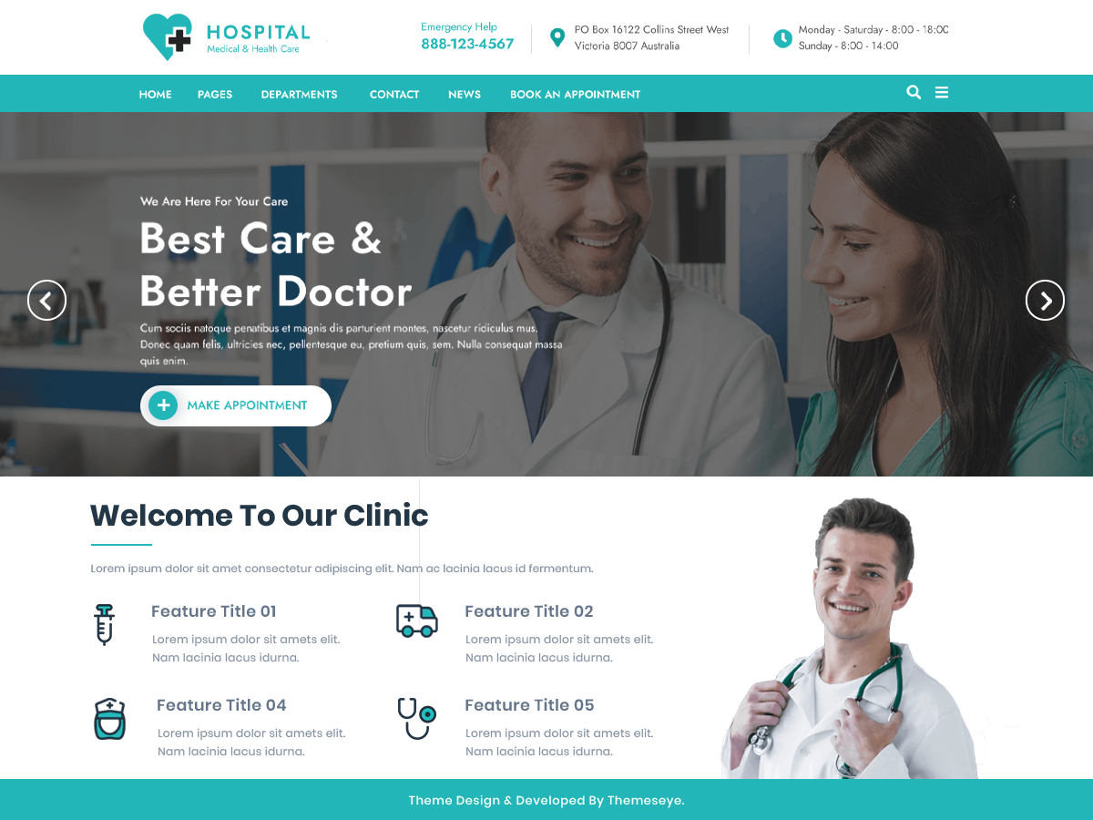 Tabib Hospital theme screenshot