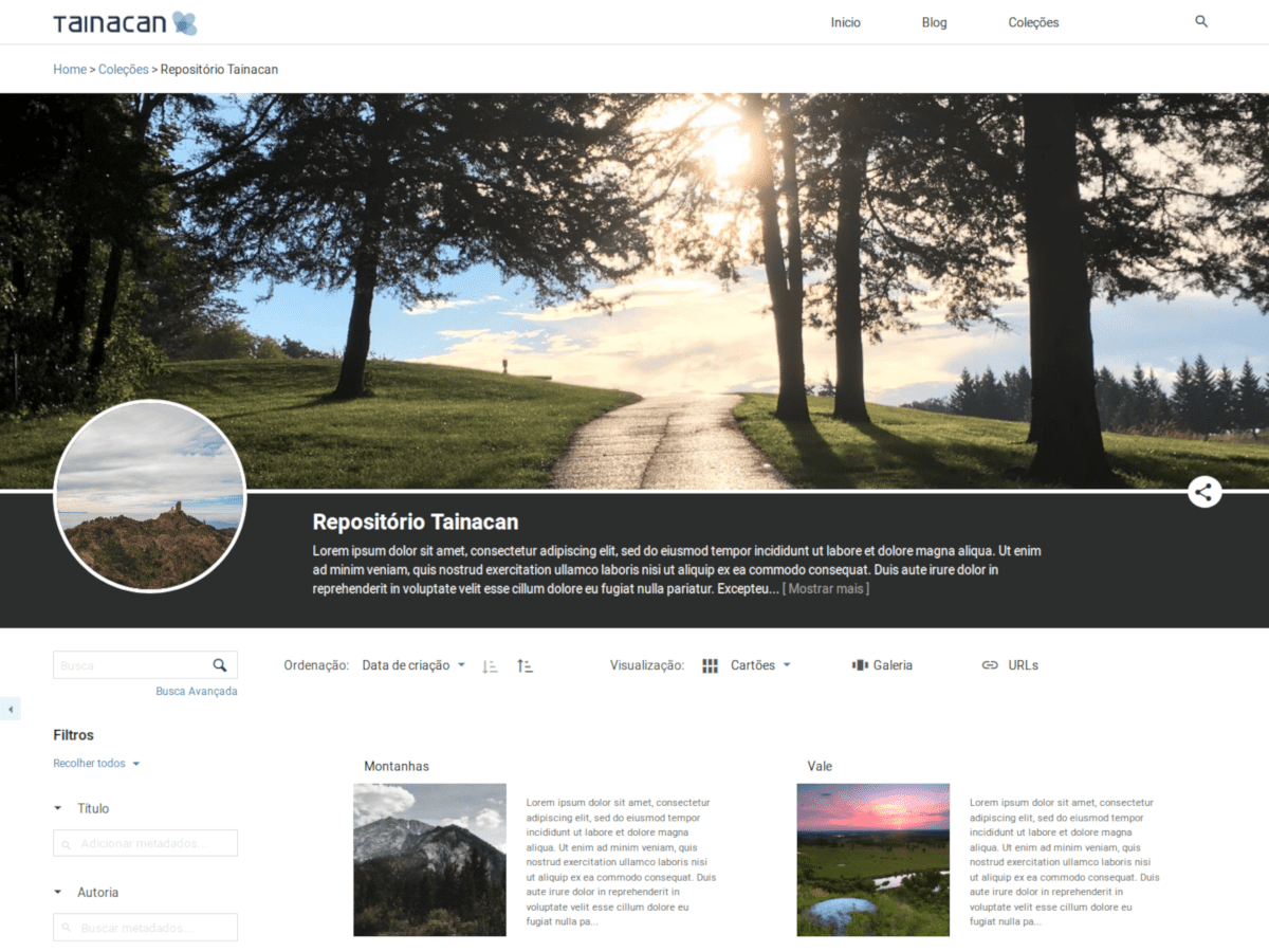 Tainacan Interface theme screenshot