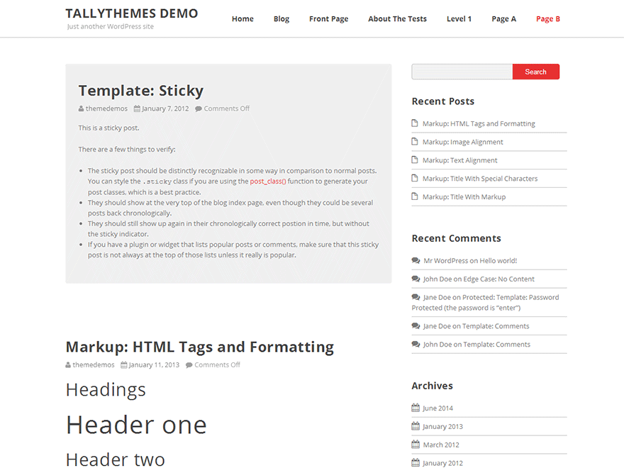 Tally Framework theme screenshot