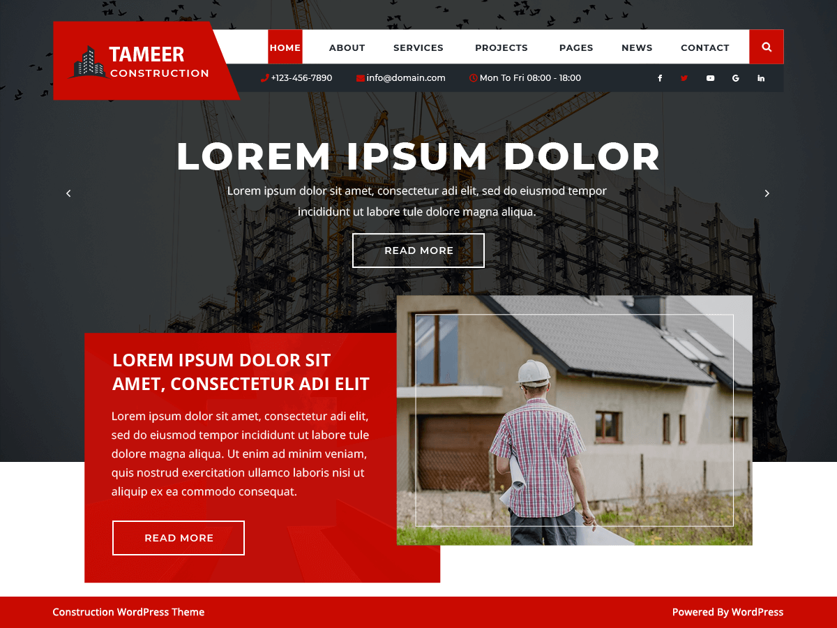 Tameer Construction theme screenshot
