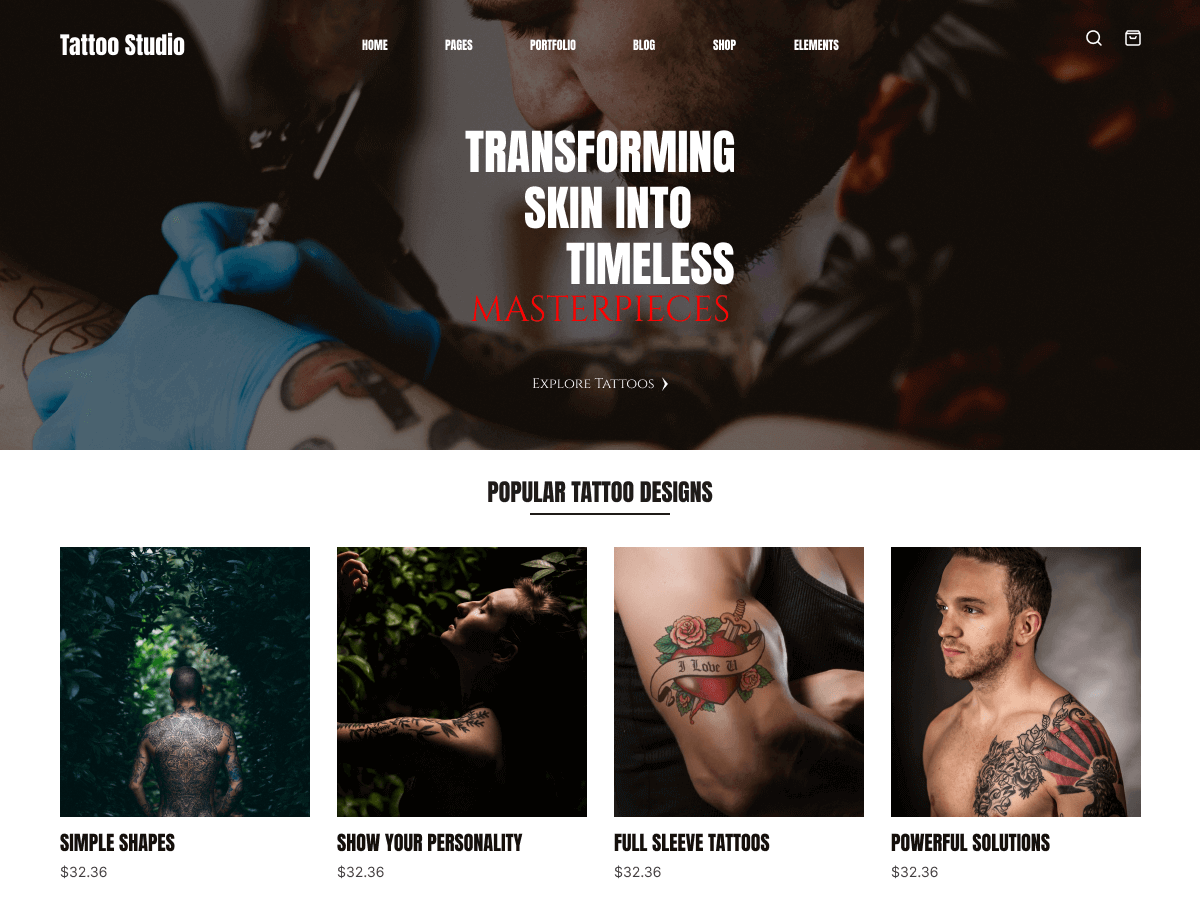 Tattoo Studio theme screenshot