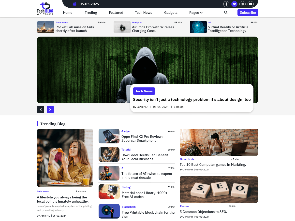Tech Review Blog theme screenshot