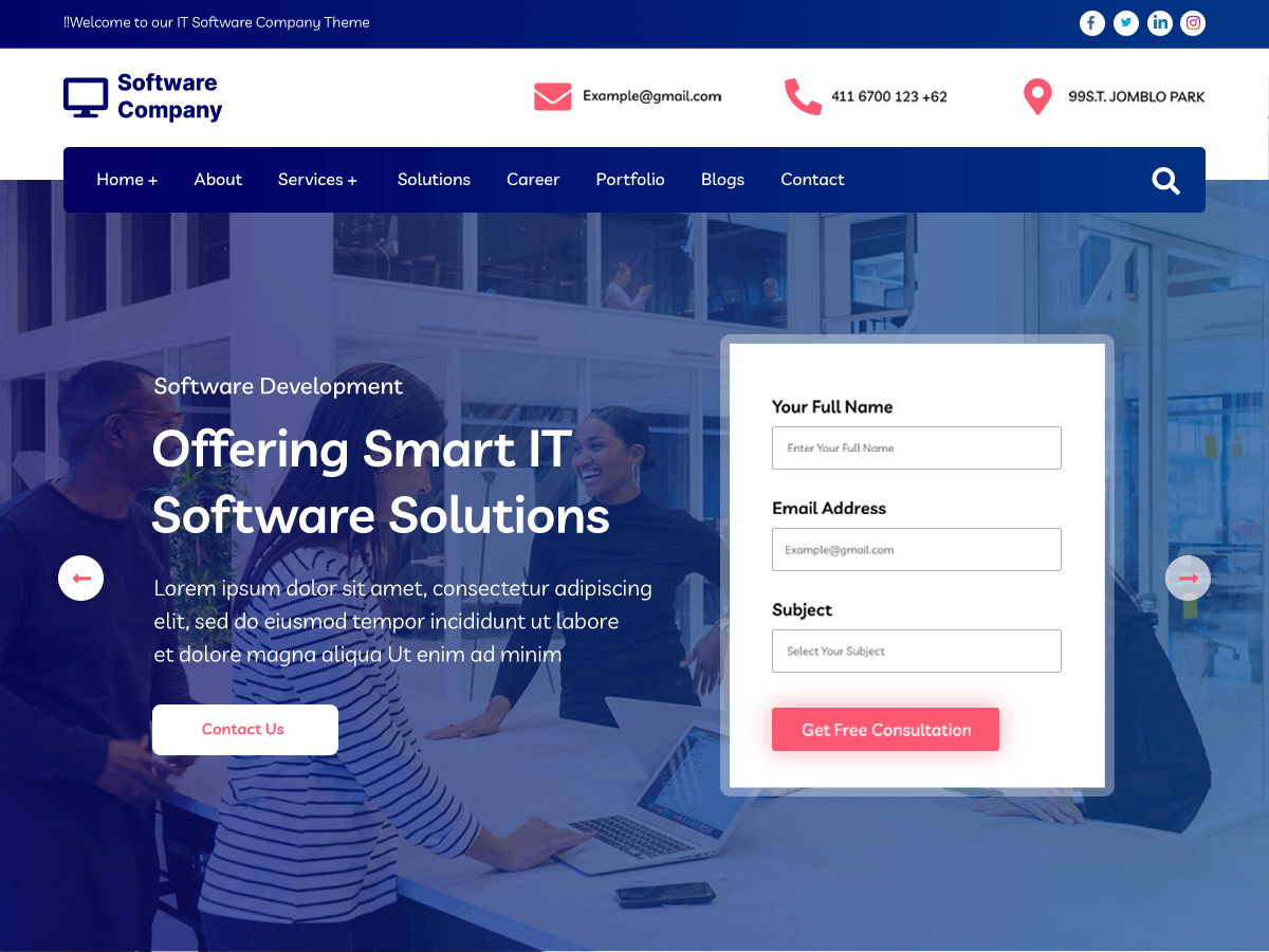 Tech Software Company theme screenshot