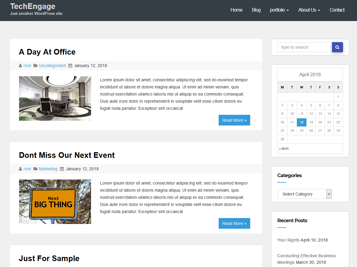 TechEngage theme screenshot
