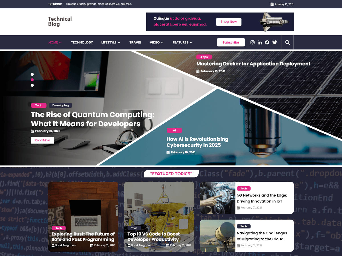 Technical Blogging theme screenshot