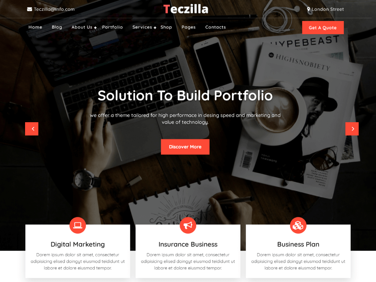 Teczilla Portfolio theme screenshot