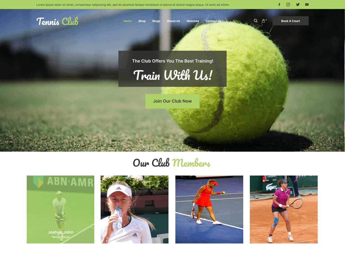Tennis Club theme screenshot